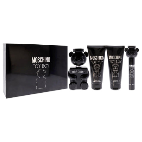 Moschino Moschino Toy Boy Men 3.4 oz EDP Spray, 0.3 oz EDP Spray, 3.4 oz After Shave Balm, 3.4 oz Bath and Shower Gel 4 Pc Gift Set
