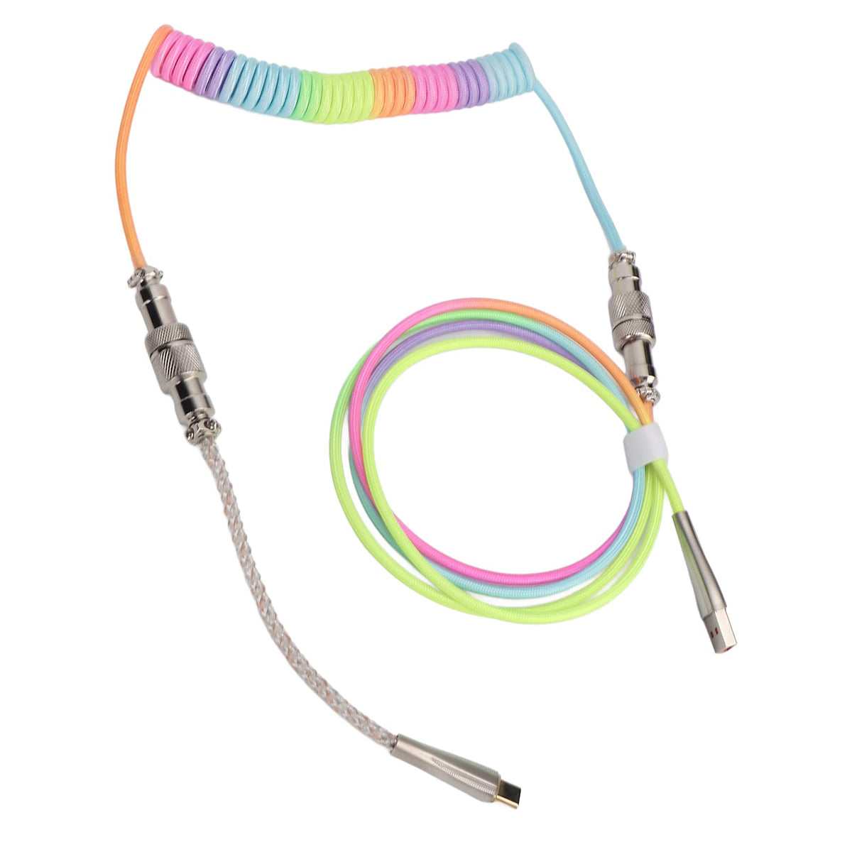 Dpofirs RGB Coiled Keyboard Cable, USB C Cable for Gaming Keyboard, Custom Keyboard Cable Type C Detachable Mechanical Gaming Keyboard Cable for Mechanical Gaming Keyboards, Gifts for