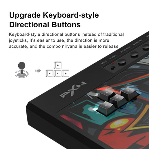 PXN X8 Arcade Fight Stick Joystick - PC Fight Sticks, Keyboard Operation Joystick with 3.5mm audio interface for PS4,PS3, PC, Xbox One, Xbox Series X|S, Switch-Black
