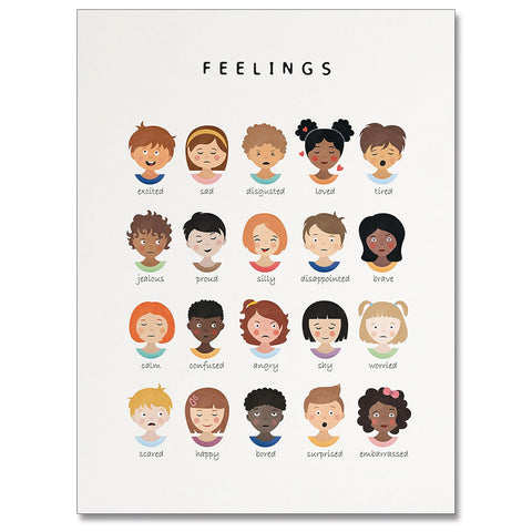 uoyien Feelings Chart And Emotions Poster For kids Mental Health Awareness Canvas Wall Art Special Emotions Faces Calm Corner Prints Classroom Social Worker Office Decor 12x16in Unframed