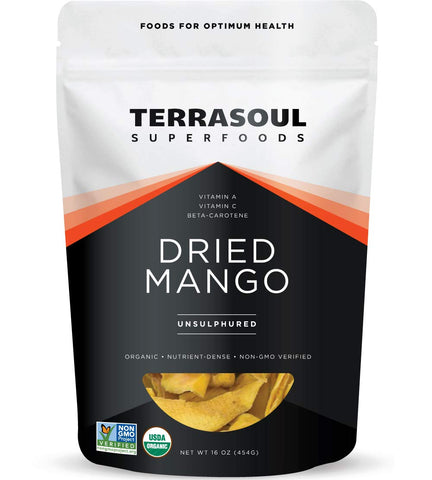 Terrasoul Superfoods Organic Dried Mango Slices, 16 Oz - Naturally Sweet & Tart | No-Added Sugar | Healthy Prebiotic