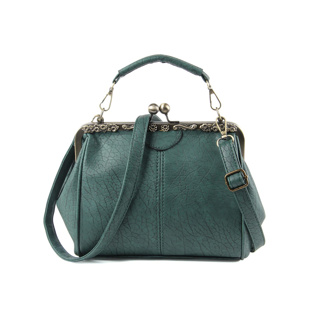 LUI SUI Women Retro Handbags Ladies Top Handle Bags PU Leather Stylish Kiss Lock Shoulder Bags Purse