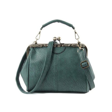 LUI SUI Women Retro Handbags Ladies Top Handle Bags PU Leather Stylish Kiss Lock Shoulder Bags Purse