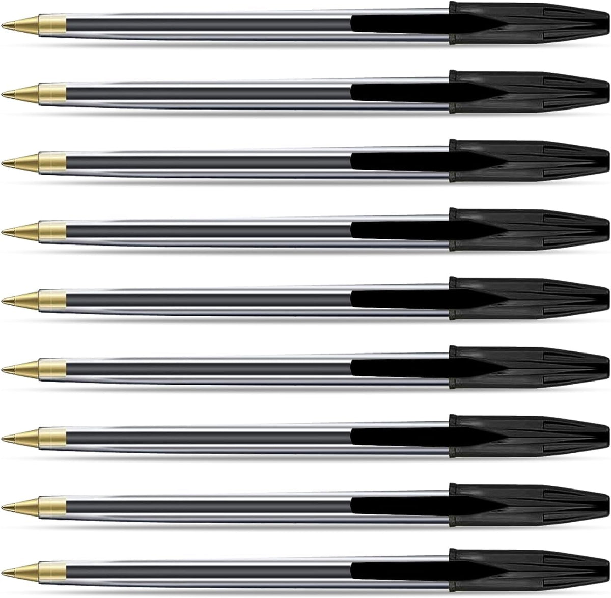 G4GADGET Pack of 50 Black Pens - Medium Tip Fluent Smooth Writing Black Biro Ballpoint Pens