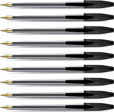 G4GADGET Pack of 50 Black Pens - Medium Tip Fluent Smooth Writing Black Biro Ballpoint Pens