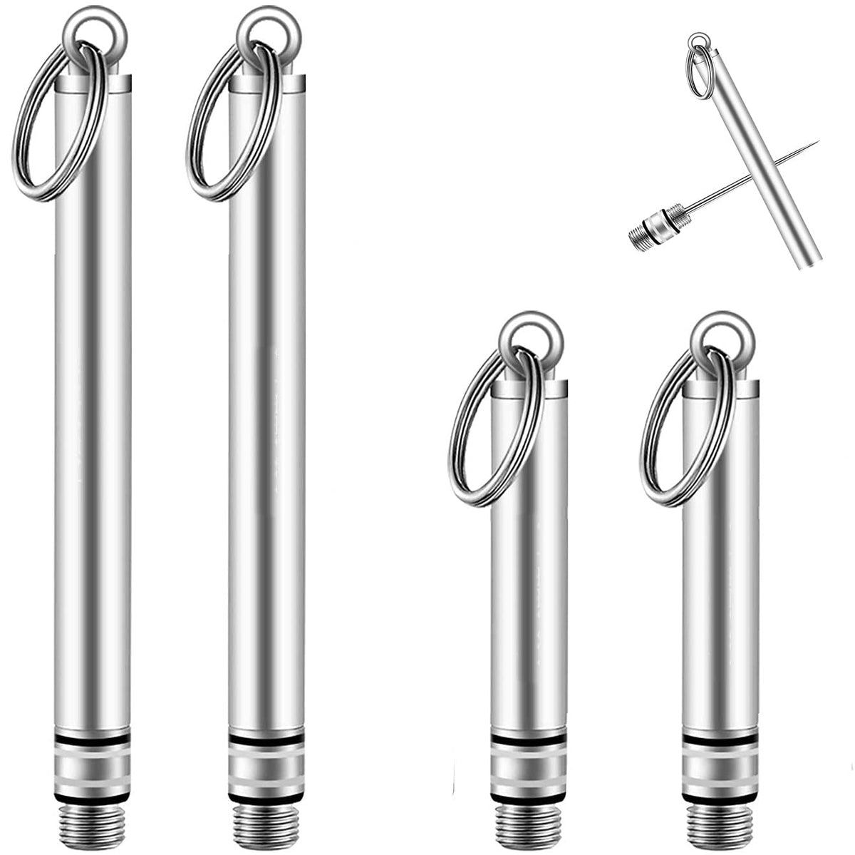 4 Pieces Reusable Titanium toothpicks with Protective Holder, Mini Metal toothpicks, Stainless Steel Portable toothpicks, Household Outdoor Metal toothpicks (2 Pieces Long & 2 Pieces Short?Silver)