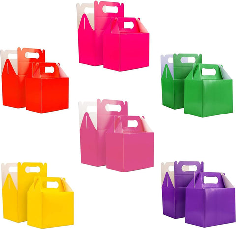 SHATCHI 10Pk Assorted Childrens Lunch Takeaway Birthday Wedding Cake Meal Food Boxes Party Bags, 14x10x14cm, Mix Colours