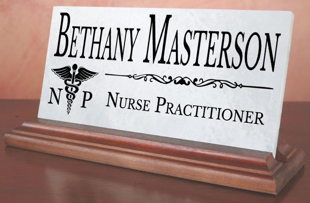 Nurse Practitioner Desk Name Plate Gift Custom Personalized Office Nameplate for Nurse Practitioners - for Desk Or Shelf - Solid Marble