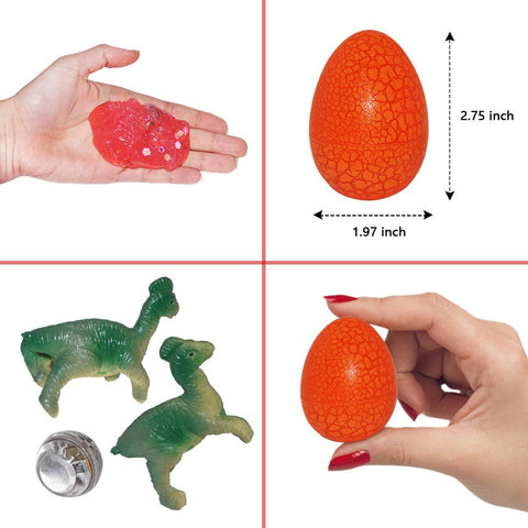 6 Pcs Prefilled Jumbo Easter Dinosaur Eggs Filled with Crystal Putty Slime & Figures for All Ages Kids Easter Theme Party Favor, Easter Hunt Game, Easter Basket Stuffers, Great Family Games.
