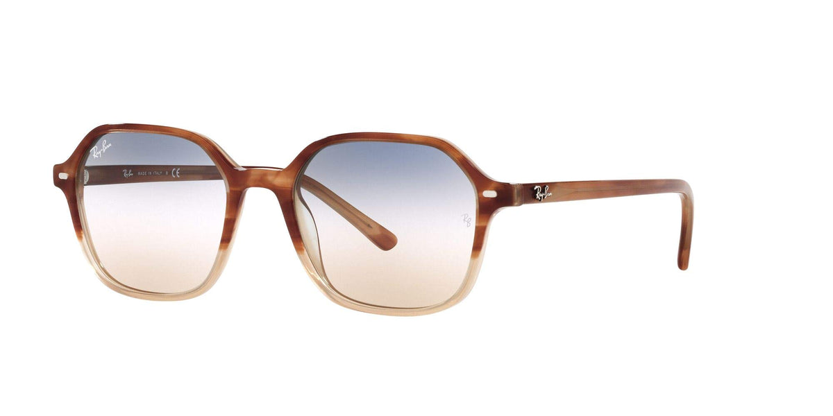 Ray-Ban RB2194 John Square Sunglasses, Gradient Light Brown Havana/Clear Gradient Blue Gradient Brown, 51 mm