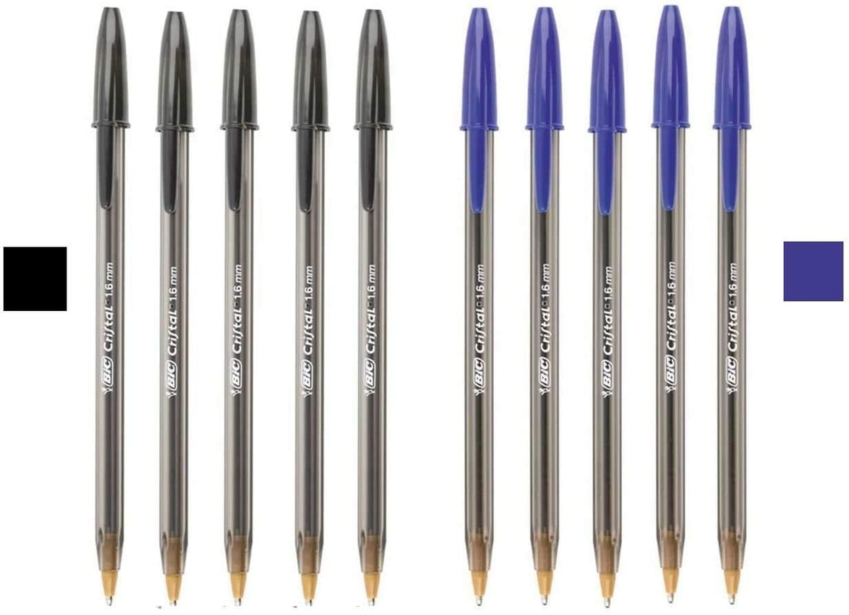Bic 1.6mm Large Black & Blue Bold Ink Pen - 5 Black & 5 Blue