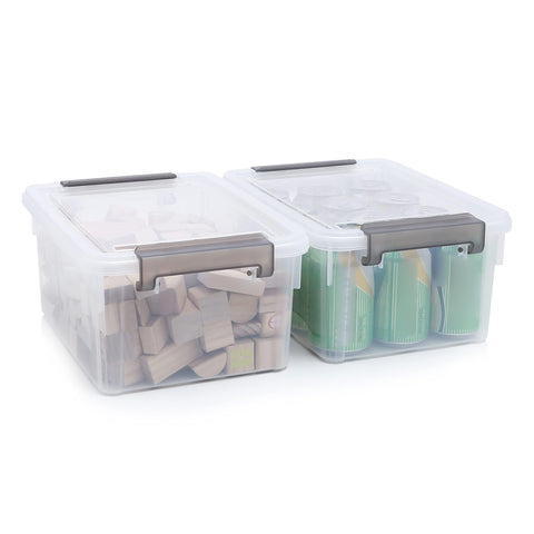 Bienvoun 7L Storage Box with Lids Plastic Clear Storage Boxes Stackable Storage Boxes with Handles 2 Pack