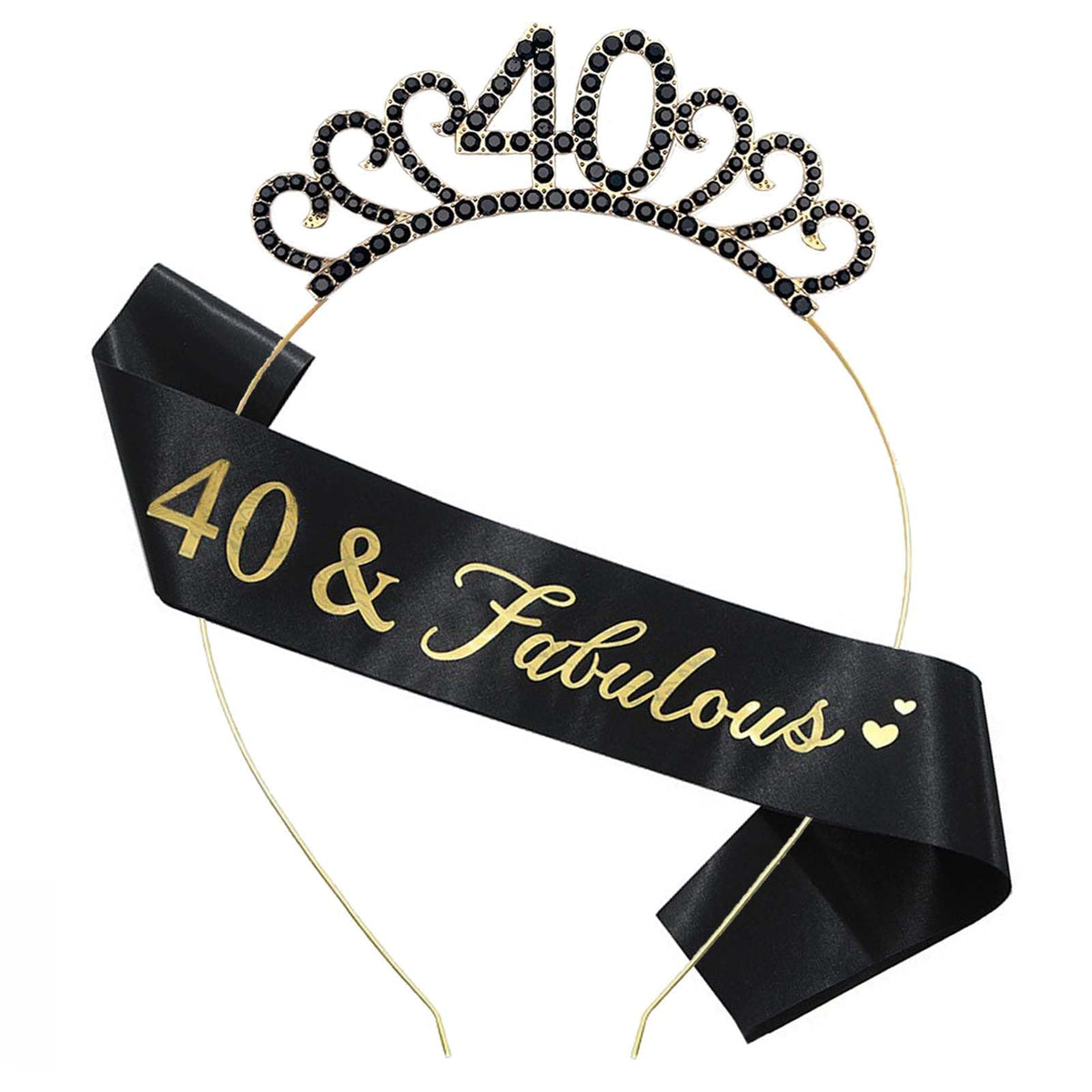 MIOSJI 40th Birthday Sash and Crown Crystal Tiara for Women 40th birthday Hats 40th Birthday Decorations Women Birthday Gift Party Accessories
