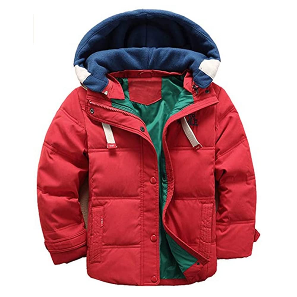 Lengender Child Boy Baby Winter Down Jacket Hooded Warm Padded Faux Fur Coat 3-11 Years (10 Years, Red)