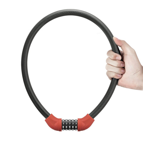 ROCKBROS Bike Lock 5 Digit Cable Lock Lightweight Bicycle Lock Bike Lock Combination Portable Lock for Bike Red