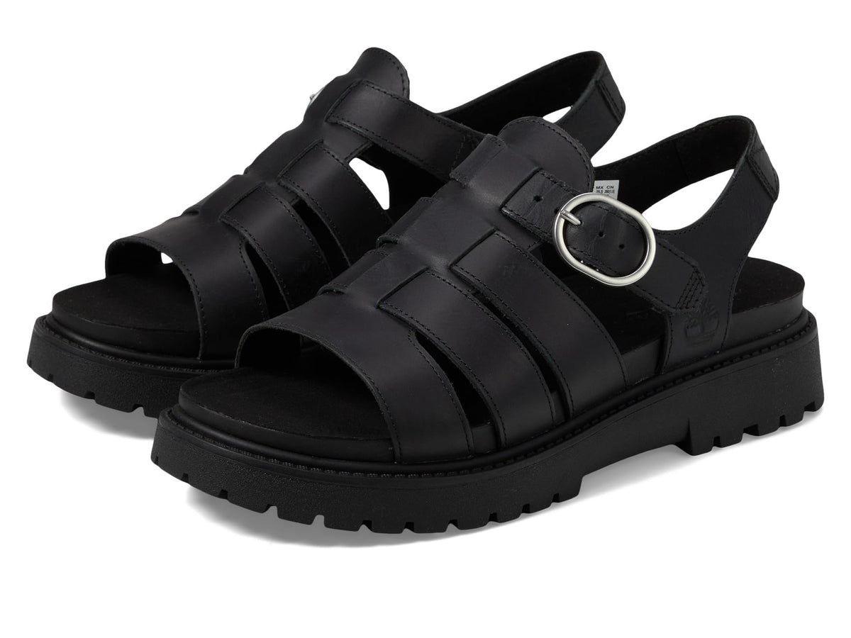Timberland Women's Clairemont Way Fisherman Sandals, Black Full Grain, 7.5