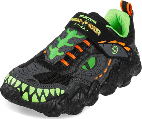 Skechers Kids Boy's Skech-O-Saurus Lights-Dino-Tr Sneaker, Black/Lime, 2.5 Little Kid