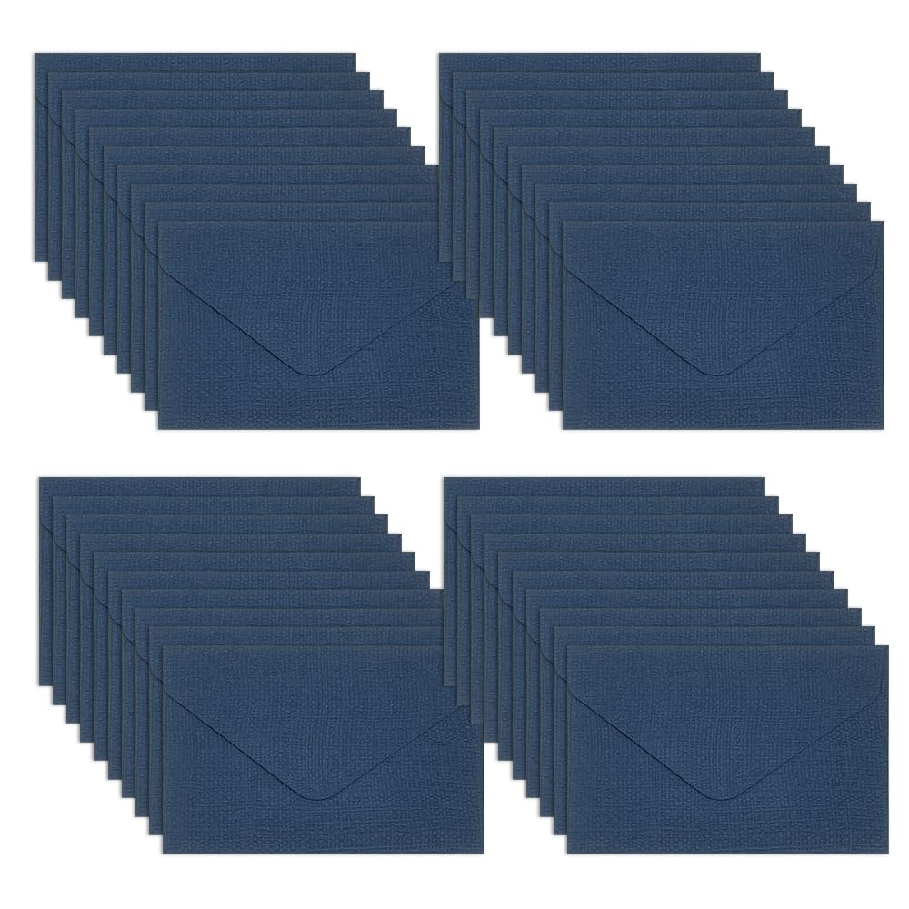 UMCHU Pack of 40 10.5 x 7 cm Ribbed Envelopes, Envelopes without Window, Textured Envelopes, for Wedding, Greeting Cards, Invitations (Dark Blue)