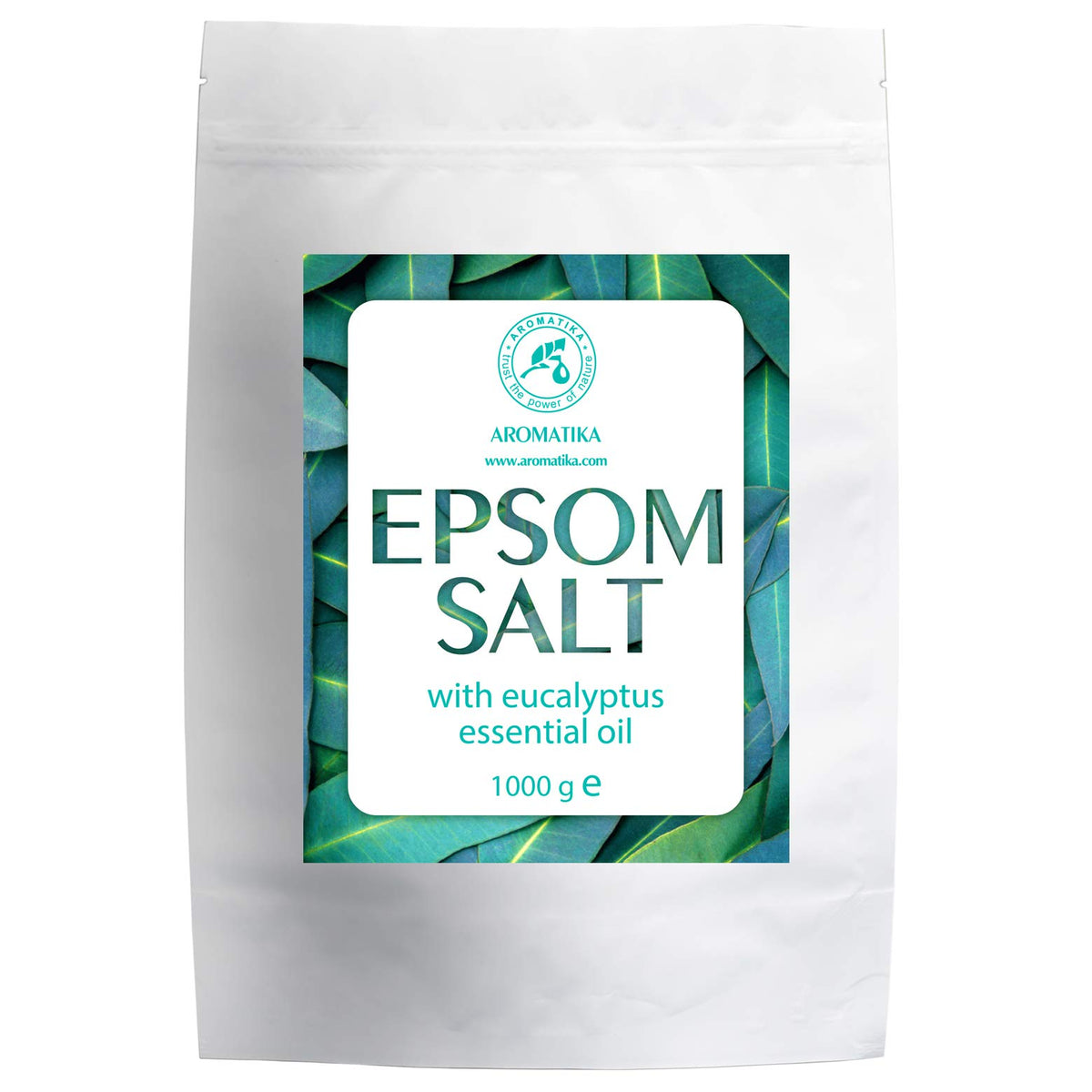 Epsom Bath Salt Eucalyptus 1kg with Eucalyptus Essential Oil - 100% Pure Epsom Salts - Magnesium Sulphate Crystals & Eucalyptus - Skin Care - Relaxation - Good Sleep