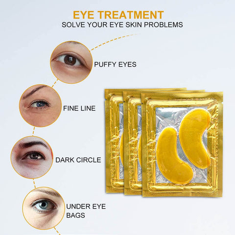 24K Gold Under Eye Mask (20 Pairs) - Under Eye Mask for for Puffy Eyes and Dark Circles. With Hyaluronic Acid & Collagen