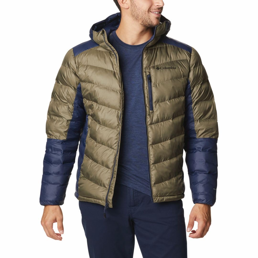 Columbia Men's Labyrinth Loop Hooded Jacket, Stone Green/Collegiate Navy, XX-Large