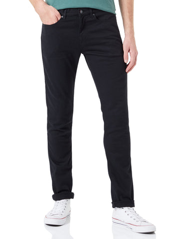 HUGO Mens 708 Black Slim-fit Jeans in Comfort-Stretch Denim