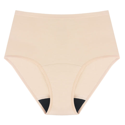 AIRCUTE Washable Urinary Incontinence Cotton Underwear for Women Leak Proof Protective Panties 60ML 1 Pack (Beige, Large)