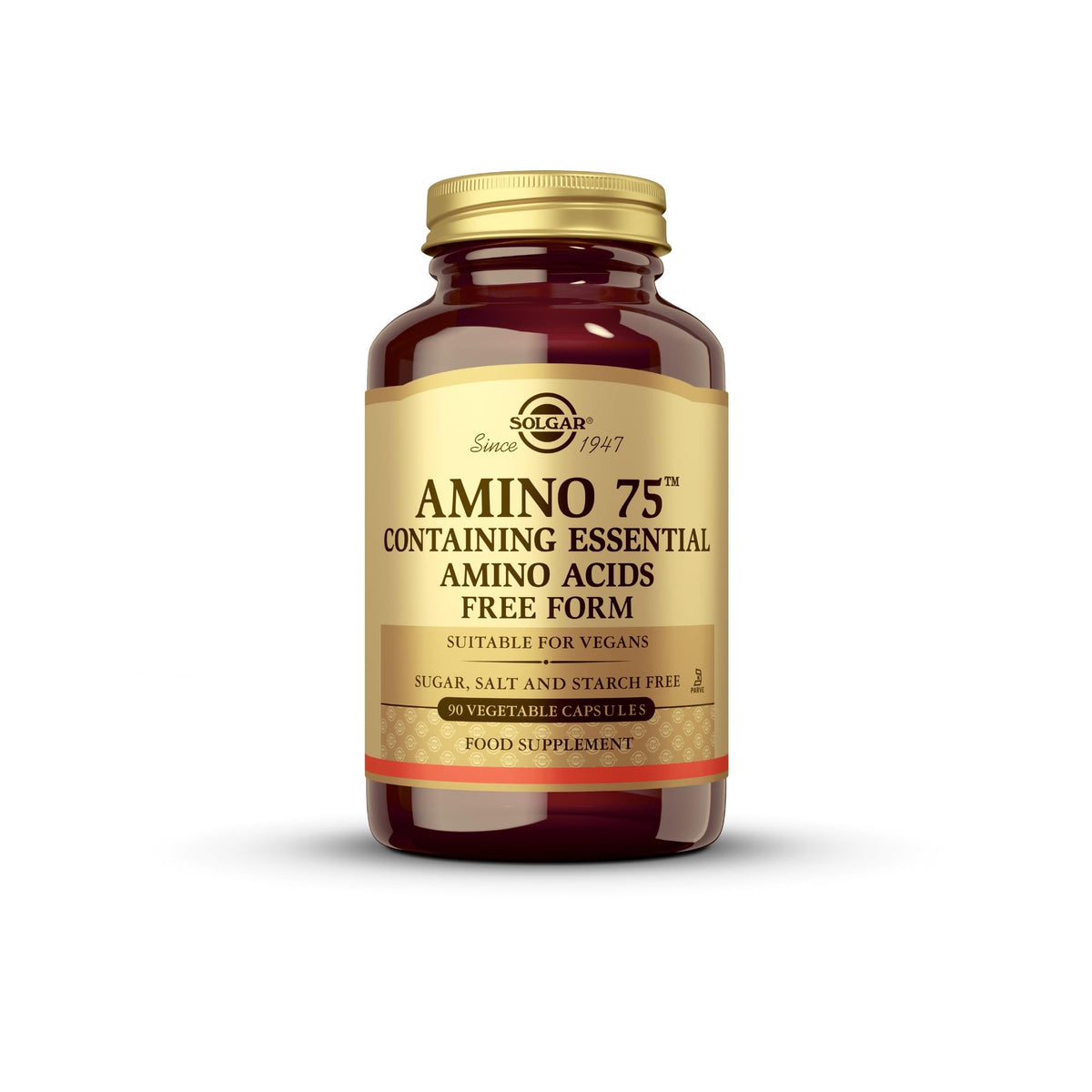 Solgar Amino 75 Essential Acid Vegetable Capsules - Pack of 90 - 8 Aminos Complex - For Metabolic Processes - Easy to Digest - Vegan