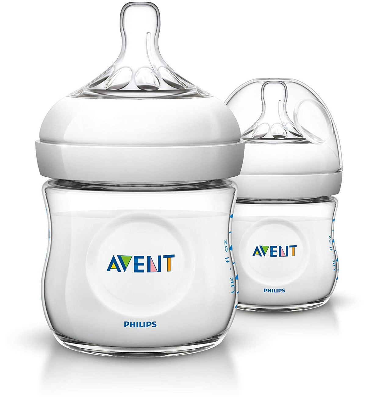 Philips Avent 125ml Natural Feeding Bottle for Newborn (Transparent, Pack of 2)