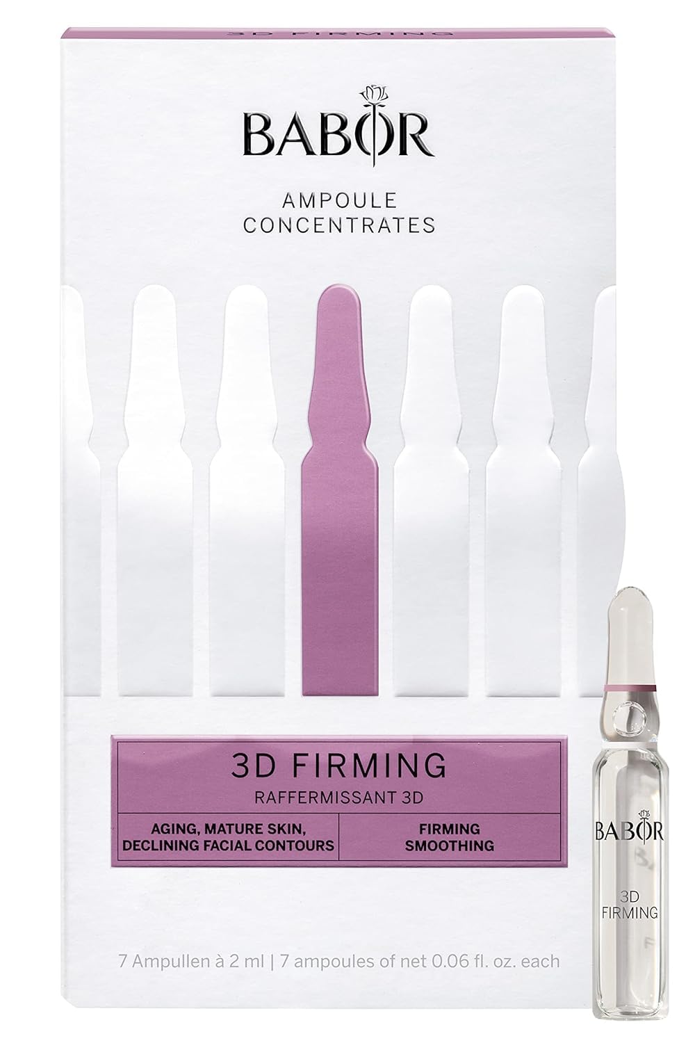 BABOR Ampoule, 3D Firming, Hyaluronic Acid Serum, Anti Aging, Reduce Wrinkles, Face Moisturizer for Women, Skin Firming, Vegan, Results in 7 Days