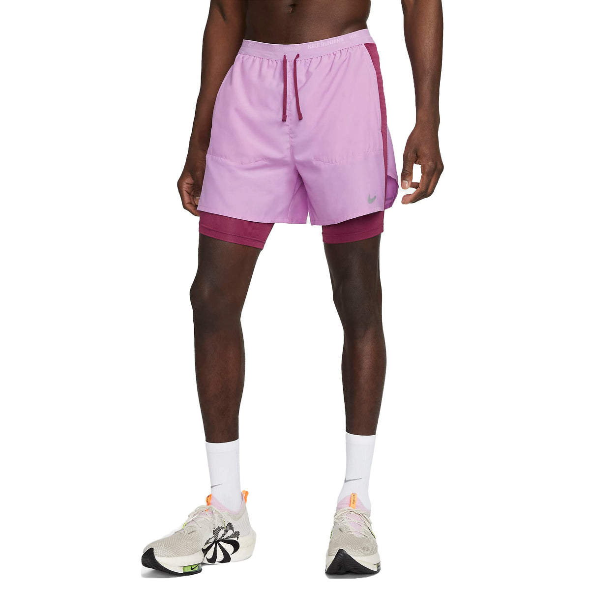 Nike Stride Men's Dri-FIT 5" Hybrid Running Shorts (US, Alpha, X-Large, Regular, Regular, Rush Fuchsia/Rosewood/Rosewood)