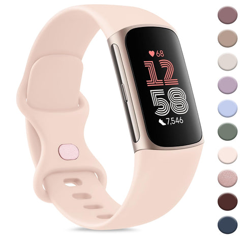 AK Sport Band Compatible with Fitbit Charge 6 Bands / Fitbit Charge 5 Bands Women Men, Classic Soft Replacement Straps Wristbands for Fitbit Charge 6 / 5 Advanced Fitness & Health Tracker (Light