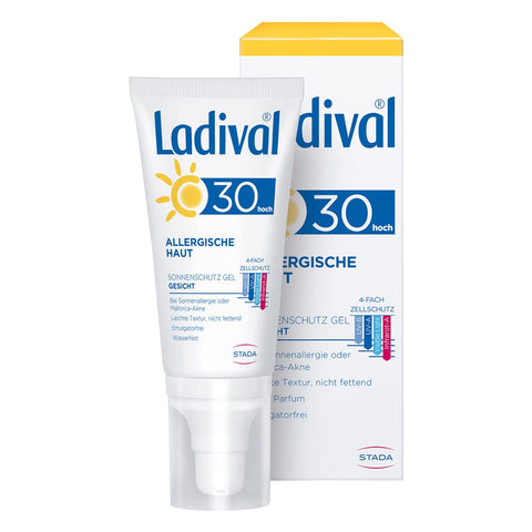 Ladival Allergic Skin Sun Protection Gel for Face SPF 30 - Perfume-Free Sun Gel for Allergy Sufferers - No Colours or Preservatives - Waterproof - 1 x 50 ml