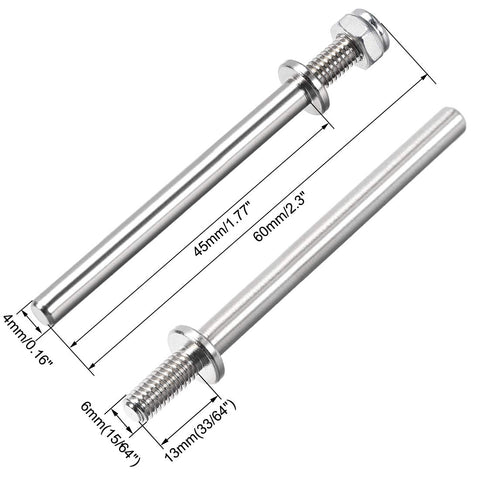 uxcell 15/64 Inch Diameter x 2.3 Inch Length Landing Gear Steel Axle Shaft Drive Axle with Nuts for RC Airplane - 6PCS