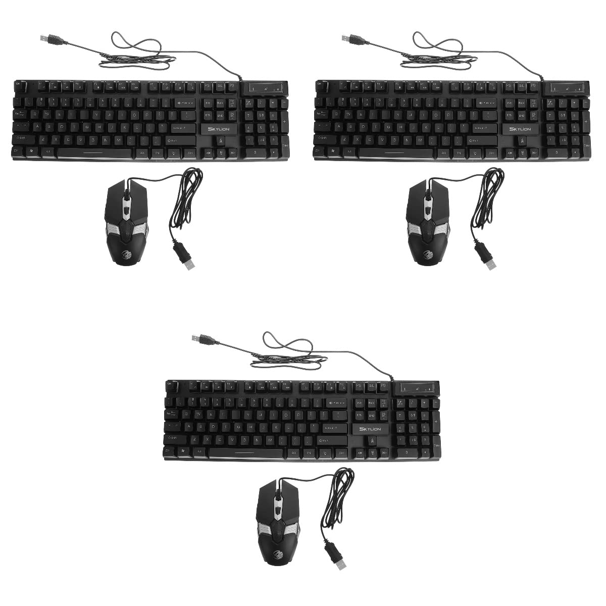SOLUSTRE 3 Sets Wireless Keyboard and Mouse Set Black Laptop RGB Backlight Wired Keyboard and Backlit Gaming Keyboard Office Keyboard RGB Keyboard Replacement Modern abs pbt h600 Computer