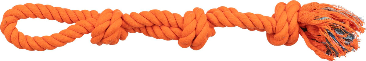 TRIXIE play rope for dogs, with 3 knots, 3275, 60 cm, orange, with hand loop, for tug-of-war