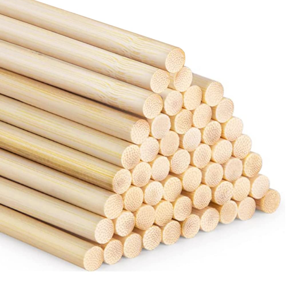 SPEACOUR 50 PCS Wood Dowel Rods 10mm Diameter Dowel Natural Long Wooden Dowels Round Wooden Craft Sticks Dowels Pole Rods for Woodcraft, Art Projects, Decorations & DIY Crafts (10MM*30CM)