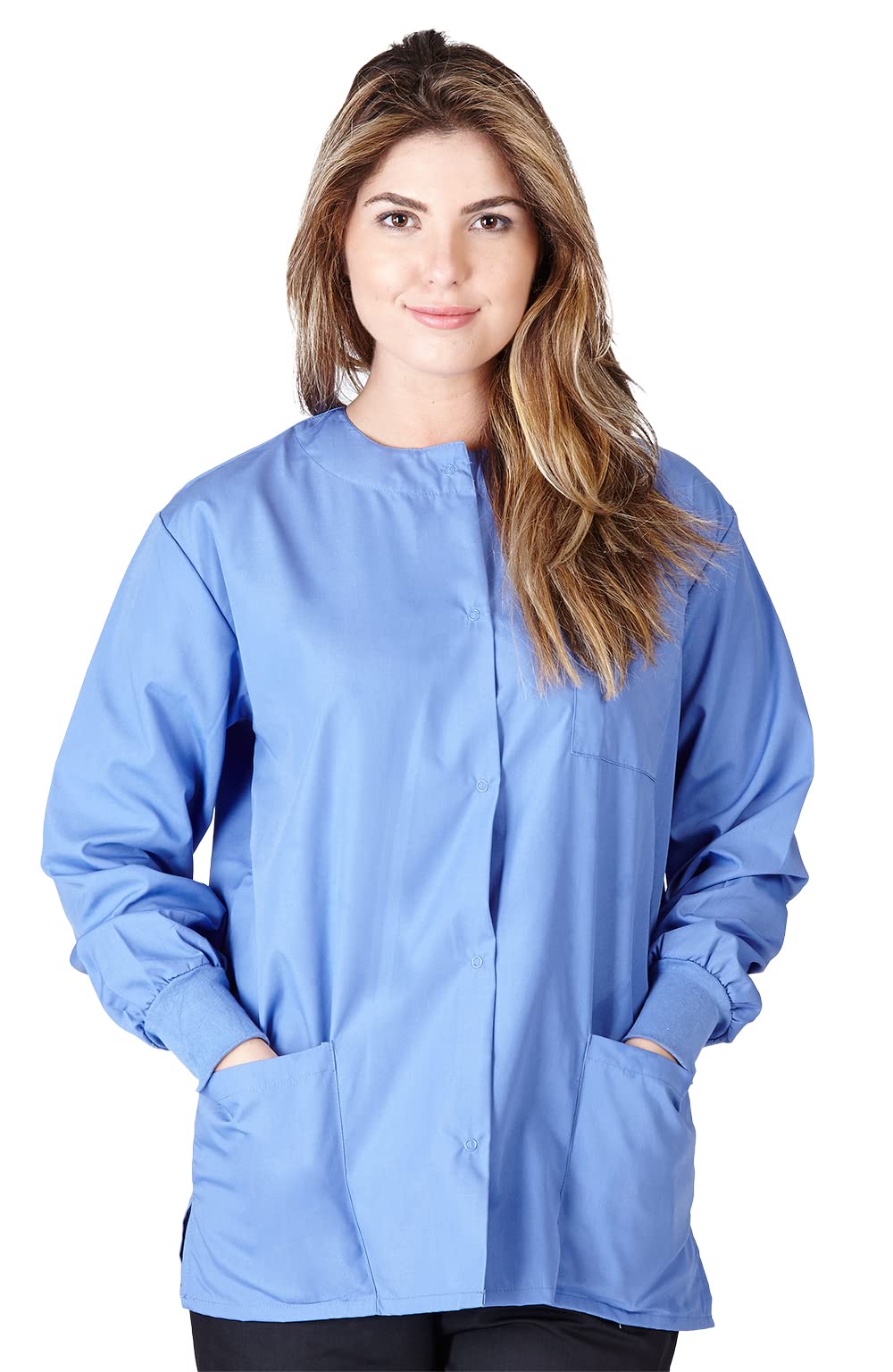 Natural Uniforms Warm Up Scrub Jacket-Ceil Blue-X-Small