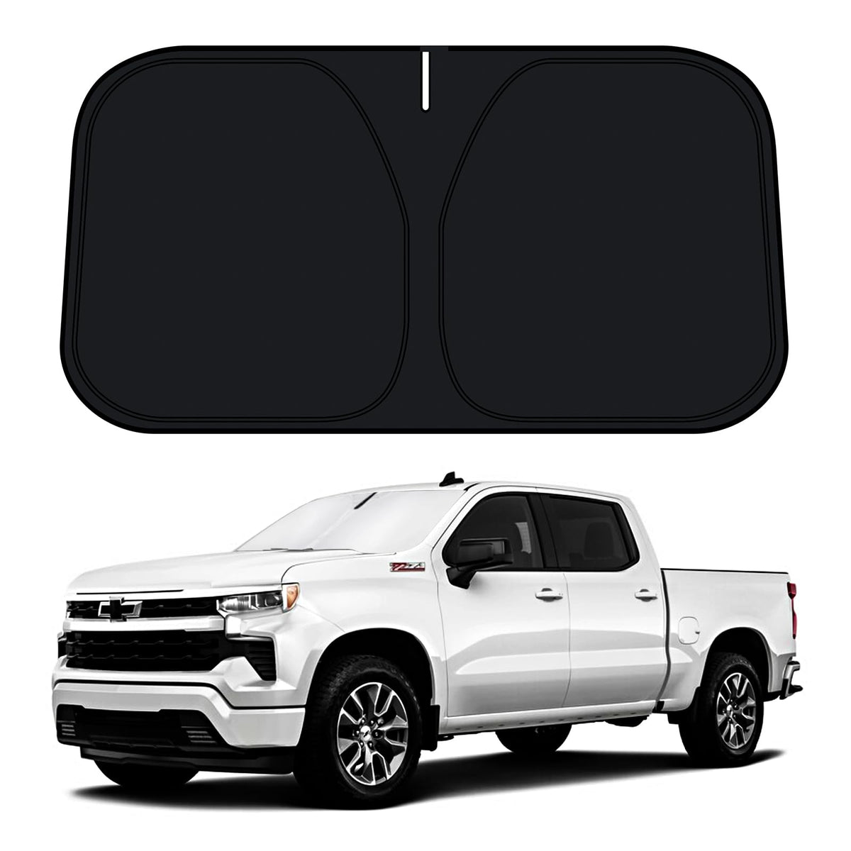 D-Lumina Windshield Sun Shade for 2019-2023 Chevy Silverado 1500 Accessories (Regular cab, Crew cab, Double Cab 2Door 4Door), Front Window Sunshade Sun Visor Protector, Foldable 2 Layers 210T Material