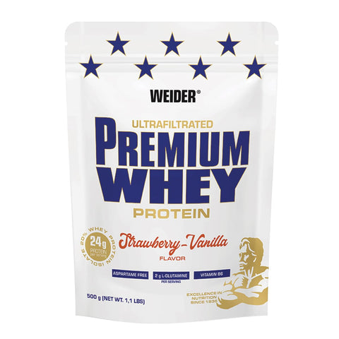 Weider Premium Whey Protein Powder, Strawberry Vanilla, 33g of Protein Per Serving, Low Carb, Whey Protein Isolate, Rich in BCAA's, 500g