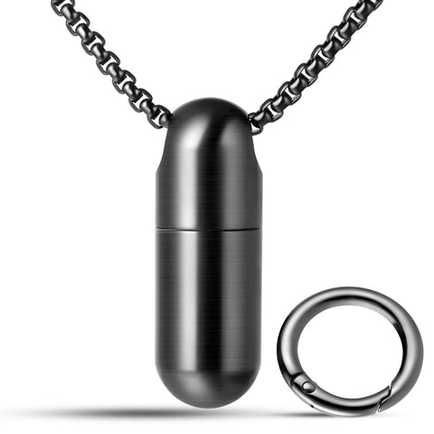 TISUR Keychain Pill Case,Titanium Small Pill Organizer Waterproof Keychain Pill Holder, EDC Pill Container Metal Tube Outdoor Camping Travel for Men Women (Tiny Pill Case Black)