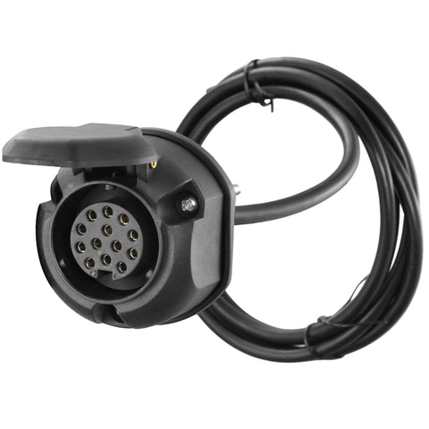 AGRISHOP 13 Pin Trailer Socket with Pre-wired 2 M Cable 12v Trailer Adapter 13 Core Towing Hitch Wiring Harnes