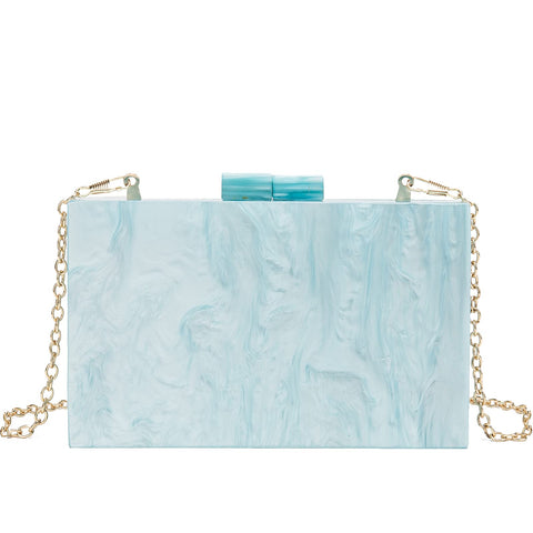 Acrylic Clutch Purses for women Perspex Bag Box Clutch Evening Crossbody Handbags (BLUE 02)
