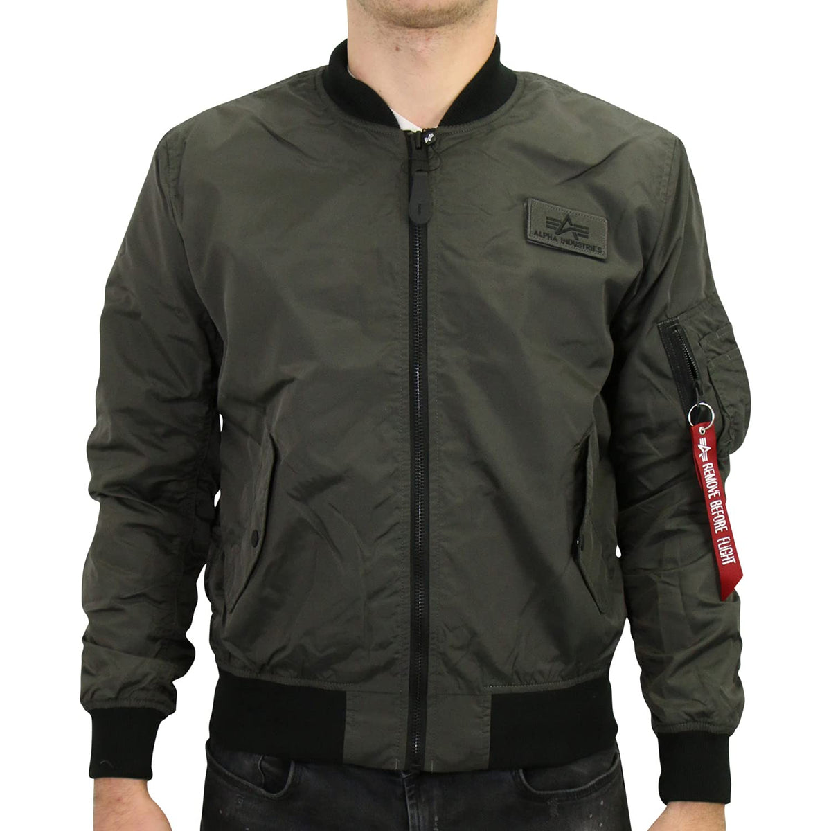 Alpha Industries Men's MA-1 TTC Bomber Jacket, Greyblack, XL