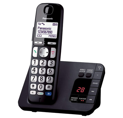 Panasonic KX-TGE720 Big Button DECT Cordless Telephone with Nuisance Call Blocker & Digital Answering Machine (Single Handset Pack) - Black