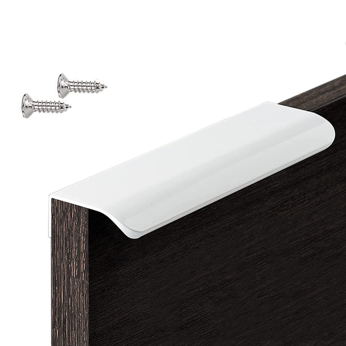 BOOLSFMAM Pack of 6 Concealed Cupboard Handles, Kitchen Handles, Door Handles, Drawer Handles, Furniture, Bright White for Wardrobe, Bedroom, Bathroom