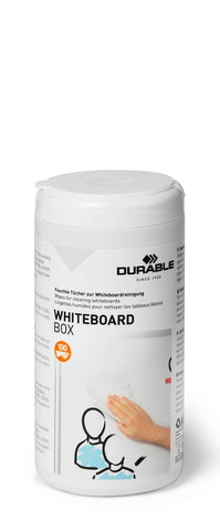 Durable Biodegradable Whiteboard Cleaner and Restorer Wipes - Interactive White Board Eraser and Renovator - Resealable Tub of 100