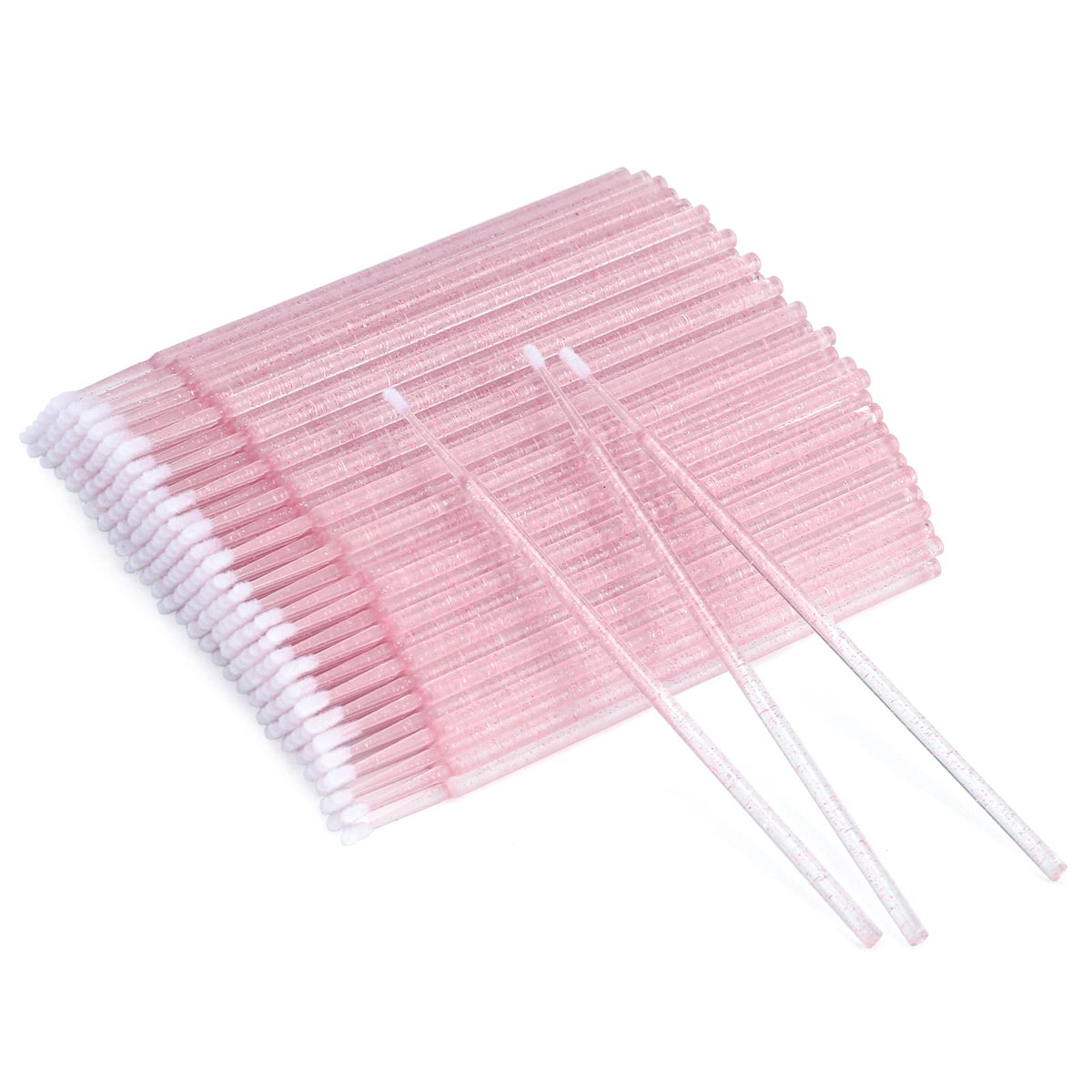 G2PLUS 200PCS Micro Applicators Brushes, Crystal Pink Disposable Micro Applicators, Disposable Eyelash Extension Swabs for Eyelashes Extensions