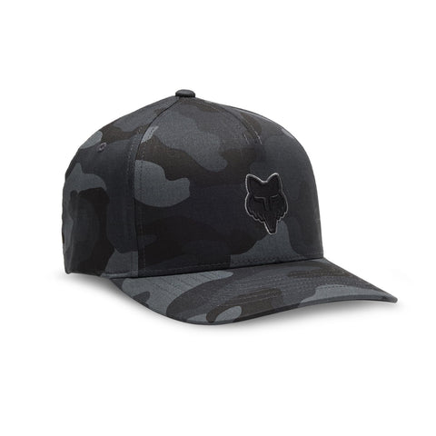 Fox Racing Men's Standard Fox Head Flexfit HAT, Black CAMO, Large