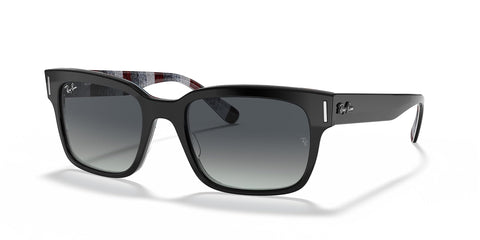 Ray-Ban Men's RB2190 Jeffrey Square Sunglasses, Black On Chevron Grey/Burgundy/Light Grey Gradient Blue, 55 mm